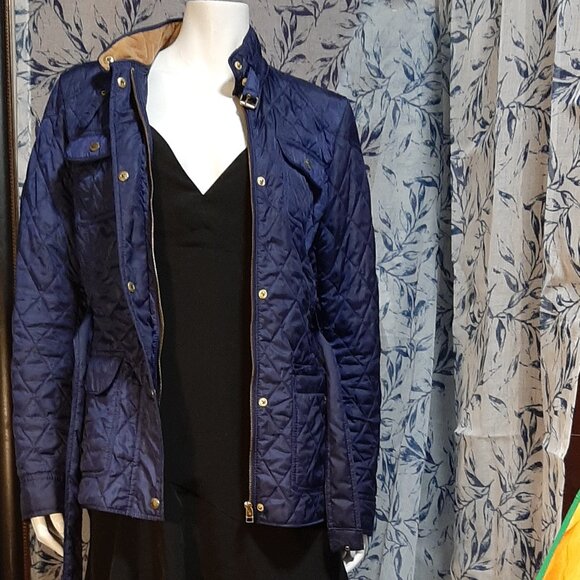 Banana Republic Blue Quilted Coat Size M - Picture 4 of 8